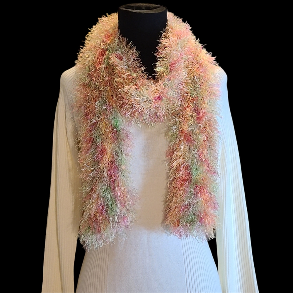 Multicolor Soft Furry Scarf - Picture 2 of 5